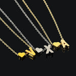 Colar de inicial em forma de coração pequeno e delicado, colar personalizado com letra, joalharia para mulheres, acessórios, presente para namorada, S