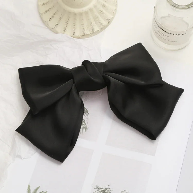 5 PCS Presilha de Cabelo com Laço de Cetim para Parte de Trás do Cabelo, Vinho, Preto, Verde Escuro