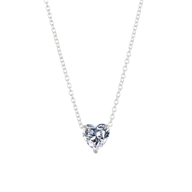Colar com pendente de coração de cristal, colar feminino de corrente curta, dourado, prata