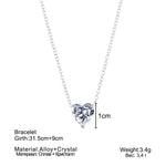 Colar com pendente de coração de cristal, colar feminino de corrente curta, dourado, prata