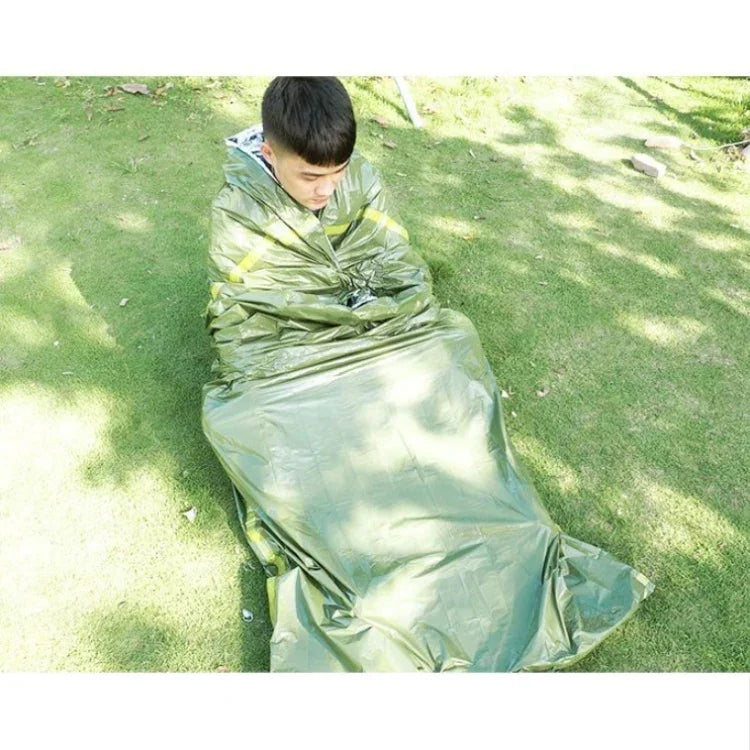 Saco-Cama para Exterior Pe Alívio de Catástrofes & Prevenção de Frio Isolamento Térmico & Saco-Cama de Emergência para Calor, Verde, Laranja