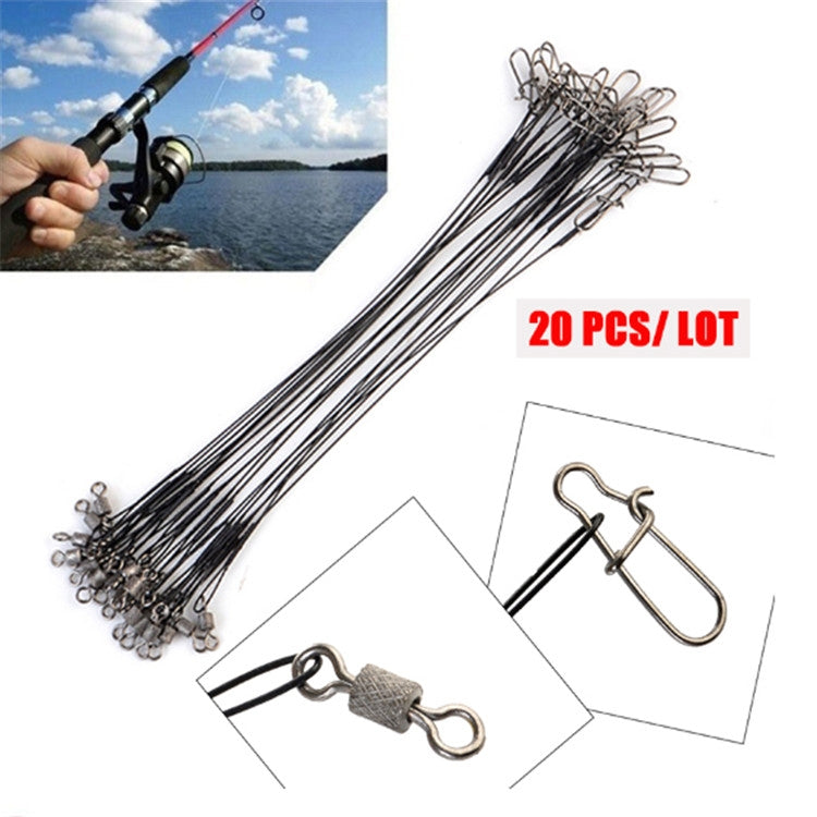 20 Peças de Fio Frontal Luya com Pino Fio Anti-mordida, 20CM, 25CM, 30CM, 15CM
