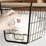 Closet Storage Rack Under The Partition Hanging Basket Storage Basket, Black, White