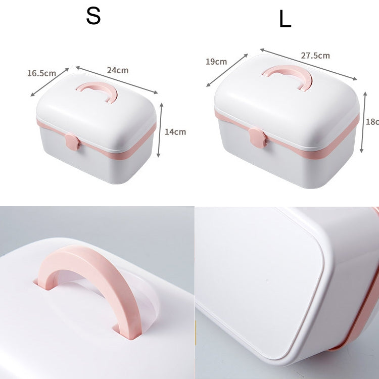 Caixa Plástica Multifuncional à Prova de Pó para Joias e Cosméticos, Caixa Portátil Doméstica para Medicamentos, S 24x16,5x14cm, L 27,5x19x18cm