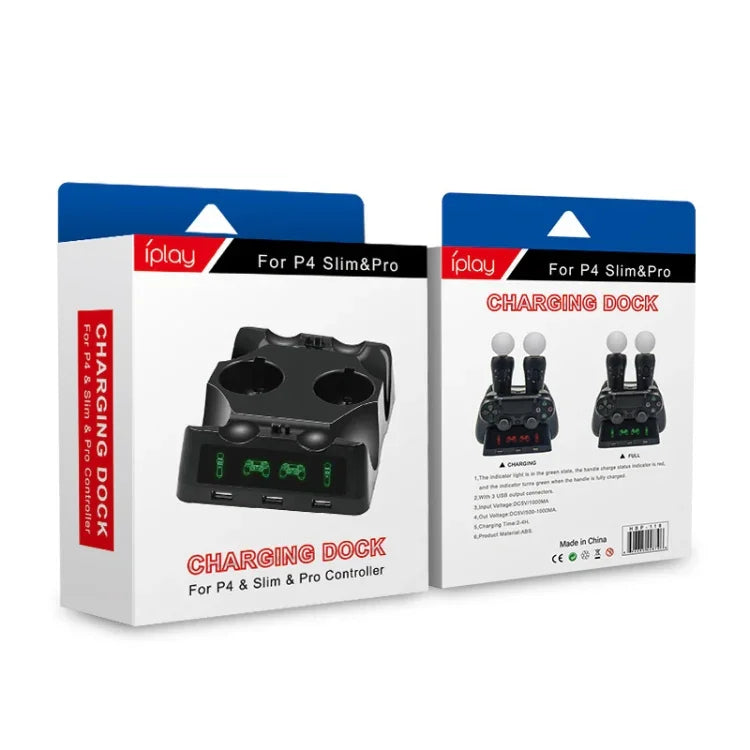 Base de Carregamento Multifuncional iPlay para Gamepad PS4 / PS4 Move / PS VR, Para PS4 VR/PS VR/PS Move