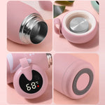 Caneca Térmica de Desenho Animado Medição Inteligente de Temperatura Mudança de Cor Copo de Água para Casal Crianças Estudantes, Ecrã Digital, Rosa, Ecrã Digital, Azul, Ecrã Digital, Verde, Ecrã Digital, Castanho
