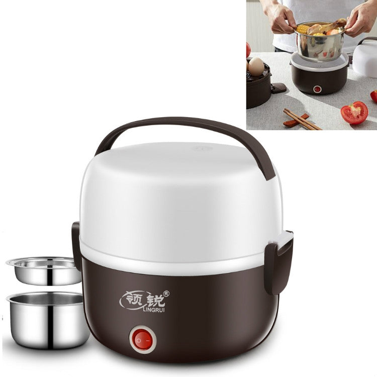 Caixa de Almoço Elétrica Multifuncional LINGRUI com Aquecimento e Isolamento, Mini Panela de Arroz, Plugue CN, Dupla Camada, Três Camadas
