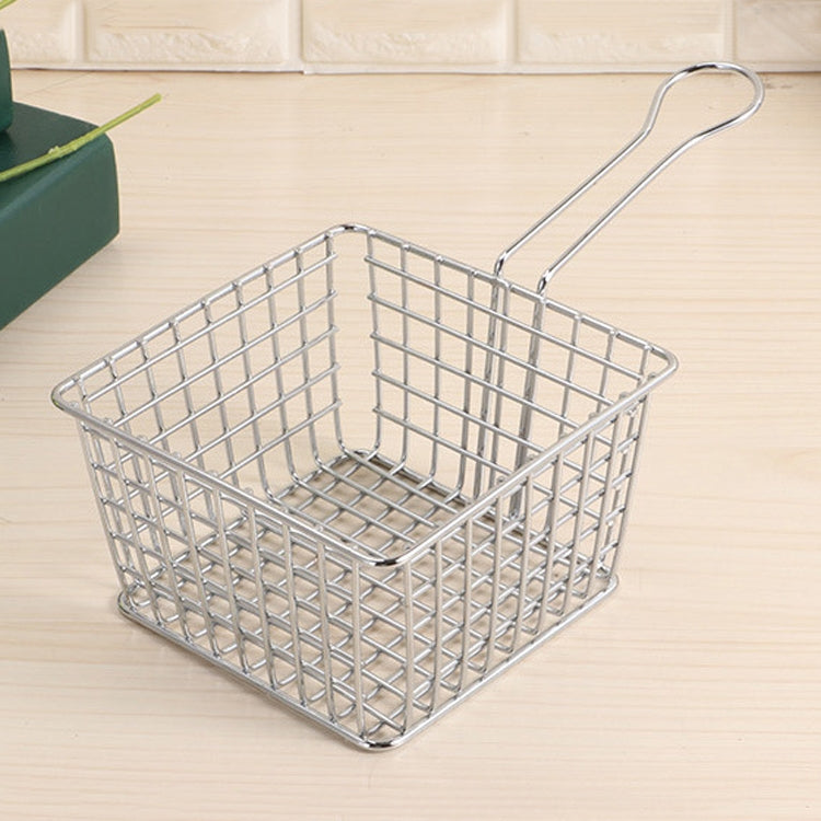 Cesto para Fritar em Ferro Forjado com Revestimento Electroplating Mini Grelha para Armazenamento de Comida Frita, Cromado