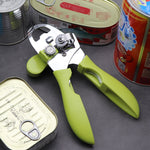 Abridor de Latas Multifuncional 4 em 1 para Cozinha Doméstica, Abridor de Tampas, Faca para Conservas, Preto, Verde