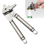 3 in 1 Thickened 304 Stainless Steel Manual Powerful Multifunctional Bottle Opener, Silver + Black Stripe