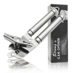3 in 1 Thickened 304 Stainless Steel Manual Powerful Multifunctional Bottle Opener, Silver + Black Stripe