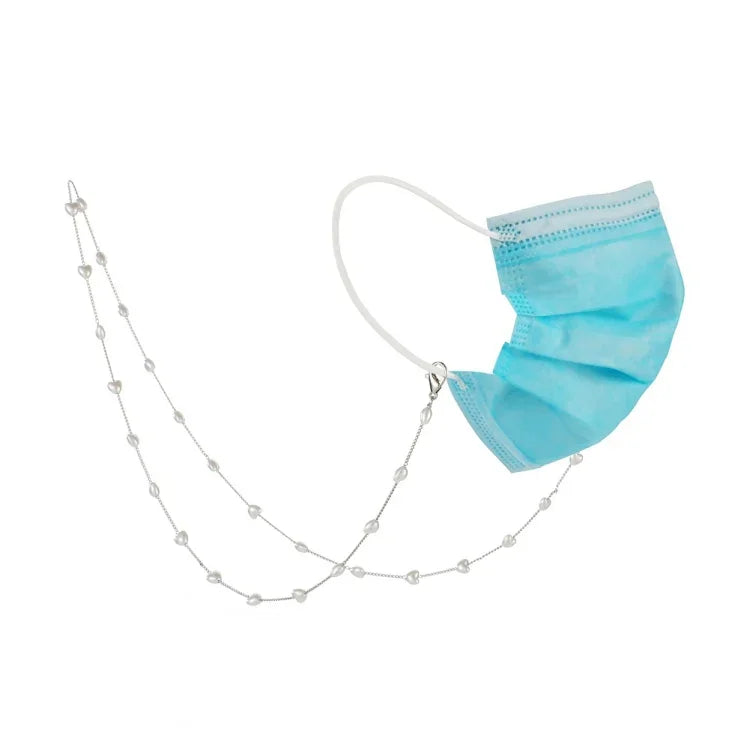 Cordão para Máscara Love Pearl Anti-Perda, Corrente para Pendurar Máscara no Pescoço e Óculos, Corrente Love Pearl