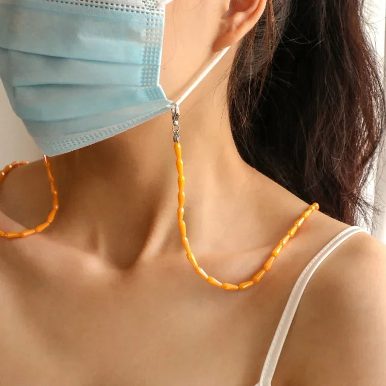 Cordão para máscara em cristal facetado estilo gota, corrente para colar e óculos, preto, branco, laranja, vinho, rosa transparente
