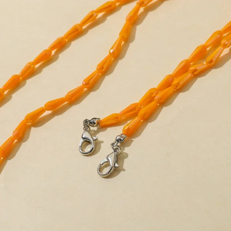 Cordão para máscara em cristal facetado estilo gota, corrente para colar e óculos, preto, branco, laranja, vinho, rosa transparente