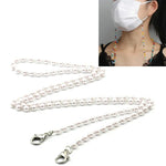 Cordão artesanal para máscara com contas de cristal, corrente anti-queda para óculos, branco