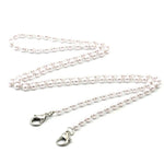 Cordão artesanal para máscara com contas de cristal, corrente anti-queda para óculos, branco