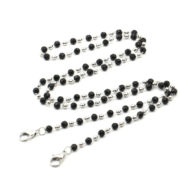 Colar personalizado artesanal com contas de cristal, cordão anti-perda para máscara e óculos