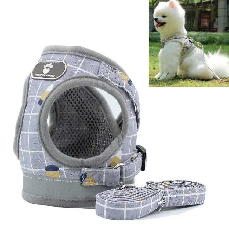 Colete Refletor e Respirável Corda de Tração Trela de Peito para Animal de Estimação, XS, S, M, XL