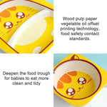 Conjunto de Louça para Bebé com Garfo de Desenho Animado, Pratos para Alimentação Infantil, Tigela de Fibra de Bambu Natural com Copo, Colher e Prato