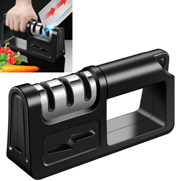 Three-Stage Kitchen Sharpener Multi-Function Kitchen Knife Scissors Sharpening Stone, Specification:Diamond Cutter Head, Color:Red, Ordinary Cutter Head Black, Diamond Cutter Head Black, Ordinary Cutter Head Red, Diamond Cutter Head Red                ...