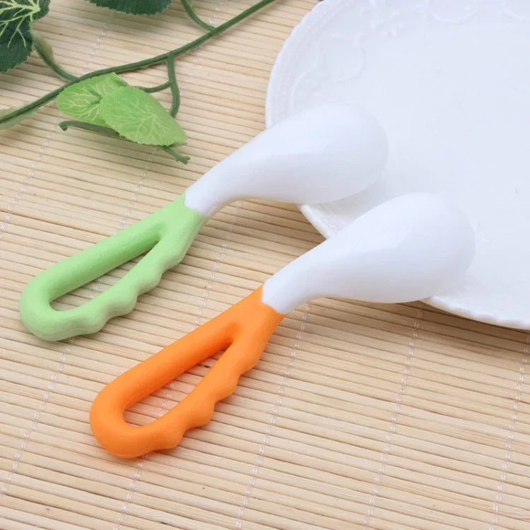 2 Colheres Curvas para Bebé, Colher para Alimentação, Chupeta para Bebé, Utensílios Sólidos, Colher Curva para Crianças, Louça Infantil