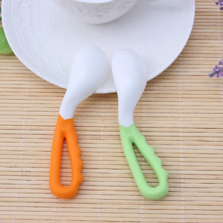 2 Colheres Curvas para Bebé, Colher para Alimentação, Chupeta para Bebé, Utensílios Sólidos, Colher Curva para Crianças, Louça Infantil