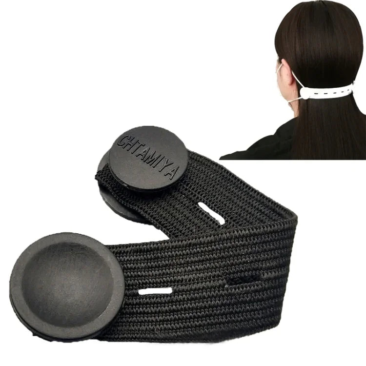 Fivela ajustadora para gancho de máscara, cordão extensível para orelhas antiderrapante e anti-esmagamento, branco, preto