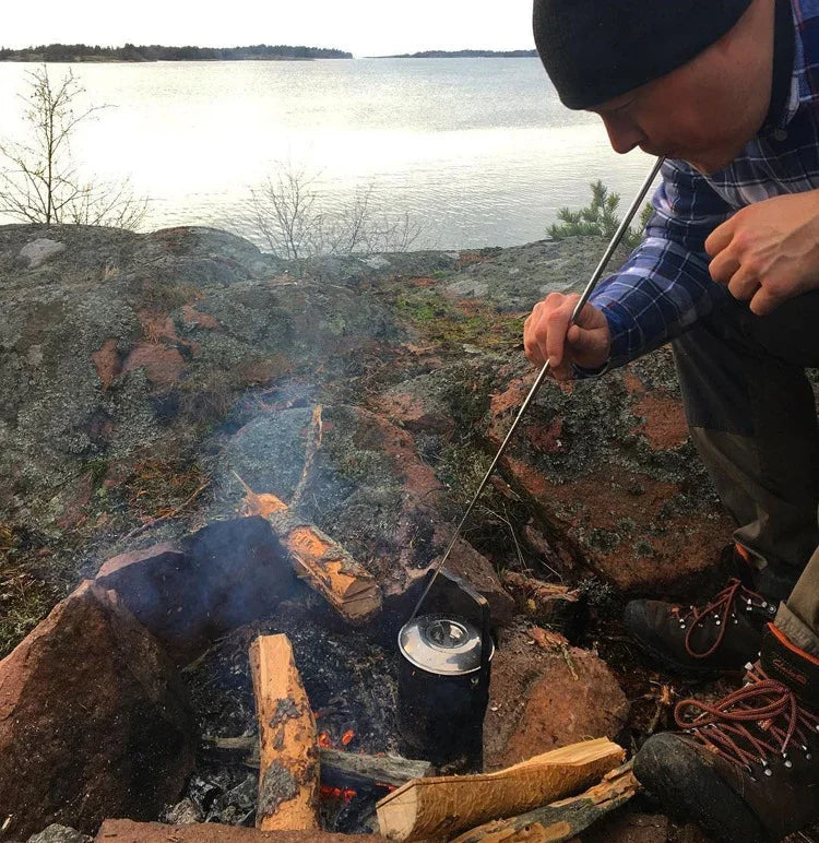 Tubo para Soprar Fogo de Sobrevivência para Camping, Iniciador de Fogo de Emergência Retrátil, 8 Secções