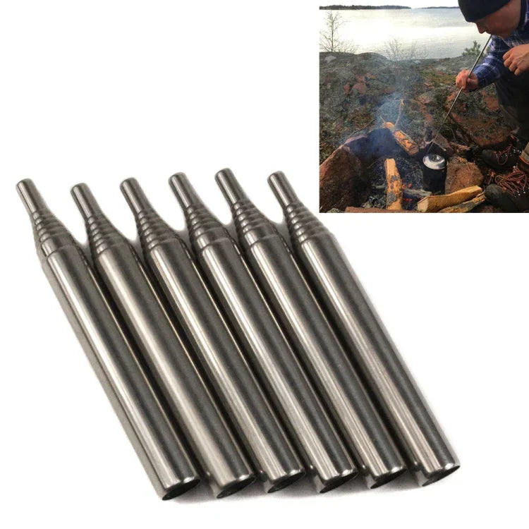 Tubo para Soprar Fogo de Sobrevivência para Camping, Iniciador de Fogo de Emergência Retrátil, 8 Secções