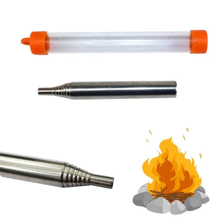 Tubo para Soprar Fogo de Sobrevivência para Camping, Iniciador de Fogo de Emergência Retrátil, 8 Secções
