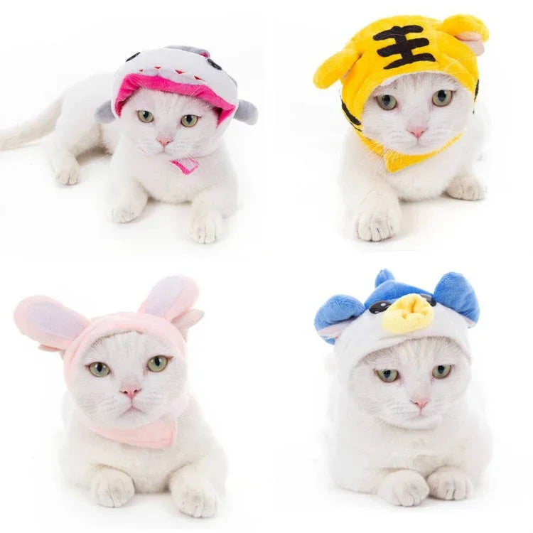 Touca Macia para Cabeça de Gato Vestuário Cruzado para Gato e Cão Chapéu para Animais de Estimação, XS, S, M, L