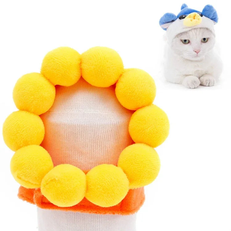 Touca Macia para Cabeça de Gato Vestuário Cruzado para Gato e Cão Chapéu para Animais de Estimação, XS, S, M, L