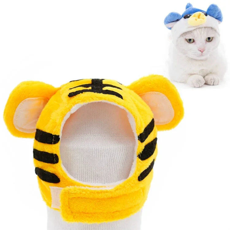 Touca Macia para Cabeça de Gato Vestuário Cruzado para Gato e Cão Chapéu para Animais de Estimação, XS, S, M, L