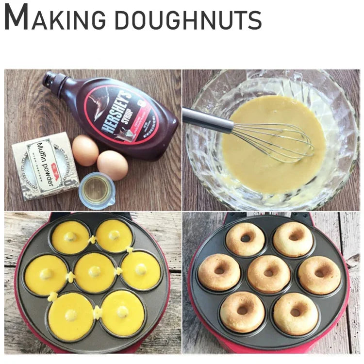 Máquina Elétrica Multifuncional 3 em 1 para Pequeno-Almoço, Panela para Donuts, Sanduíches, Waffles e Pizza, Plugue UE