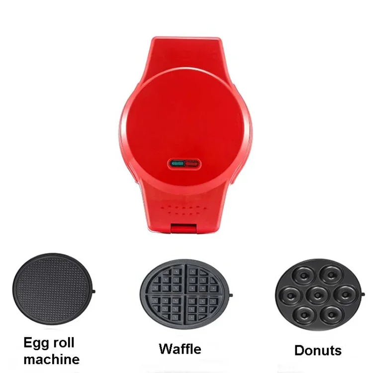 Máquina Elétrica Multifuncional 3 em 1 para Pequeno-Almoço, Panela para Donuts, Sanduíches, Waffles e Pizza, Plugue UE