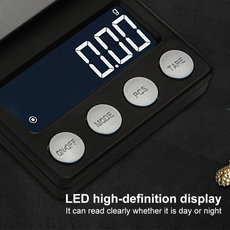 Balança Electrónica de Alta Precisão Mini Portátil para Joias e Medicamentos, 500g/0,1g, 100g/0,01g, 200g/0,01g, 300g/0,01g, 500g/0,01g, 1000g/0,1g