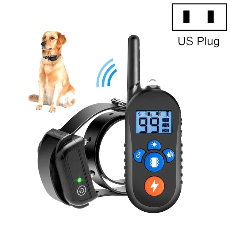 Coleira Impermeável Eletrónica de Choque Elétrico com Controlo Remoto de 800m Bark Stopper Vibração Alerta Pet Supplies Dispositivo de Treino para Cães, 556-1, 556-2, 556-3