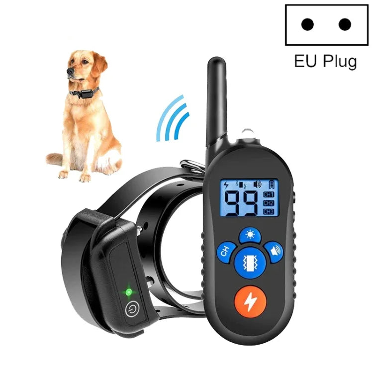Coleira Impermeável Eletrónica de Choque Elétrico com Controlo Remoto de 800m Bark Stopper Vibração Alerta Pet Supplies Dispositivo de Treino para Cães, 556-1, 556-2, 556-3
