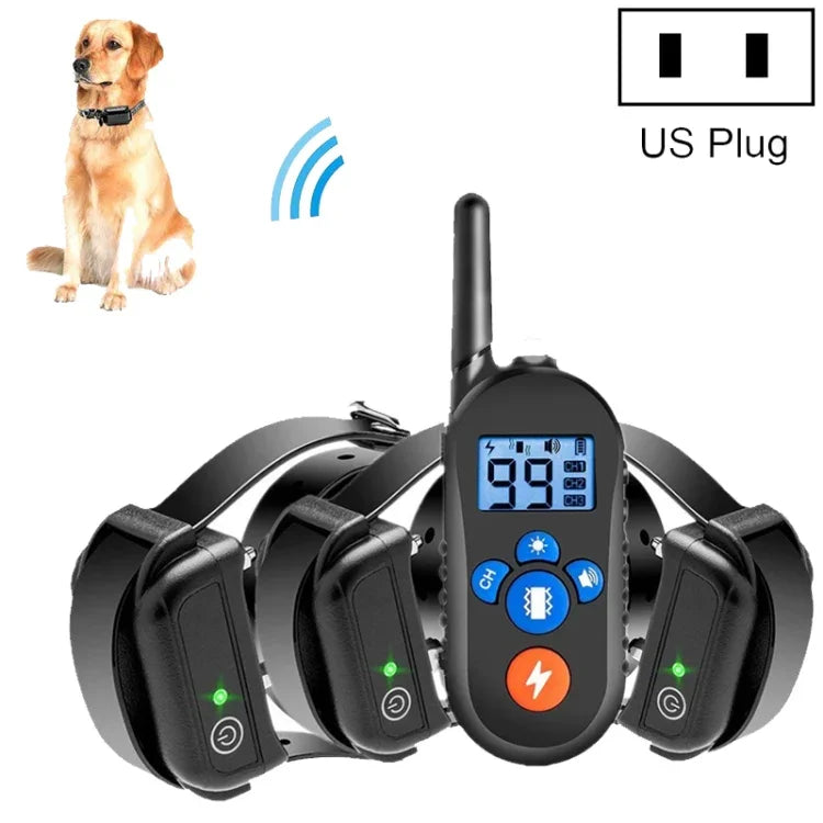 Coleira Impermeável Eletrónica de Choque Elétrico com Controlo Remoto de 800m Bark Stopper Vibração Alerta Pet Supplies Dispositivo de Treino para Cães, 556-1, 556-2, 556-3