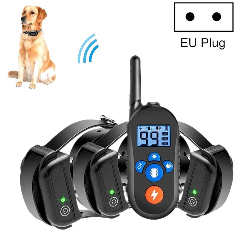Coleira Impermeável Eletrónica de Choque Elétrico com Controlo Remoto de 800m Bark Stopper Vibração Alerta Pet Supplies Dispositivo de Treino para Cães, 556-1, 556-2, 556-3