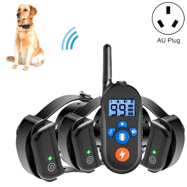 Coleira Impermeável Eletrónica de Choque Elétrico com Controlo Remoto de 800m Bark Stopper Vibração Alerta Pet Supplies Dispositivo de Treino para Cães, 556-1, 556-2, 556-3