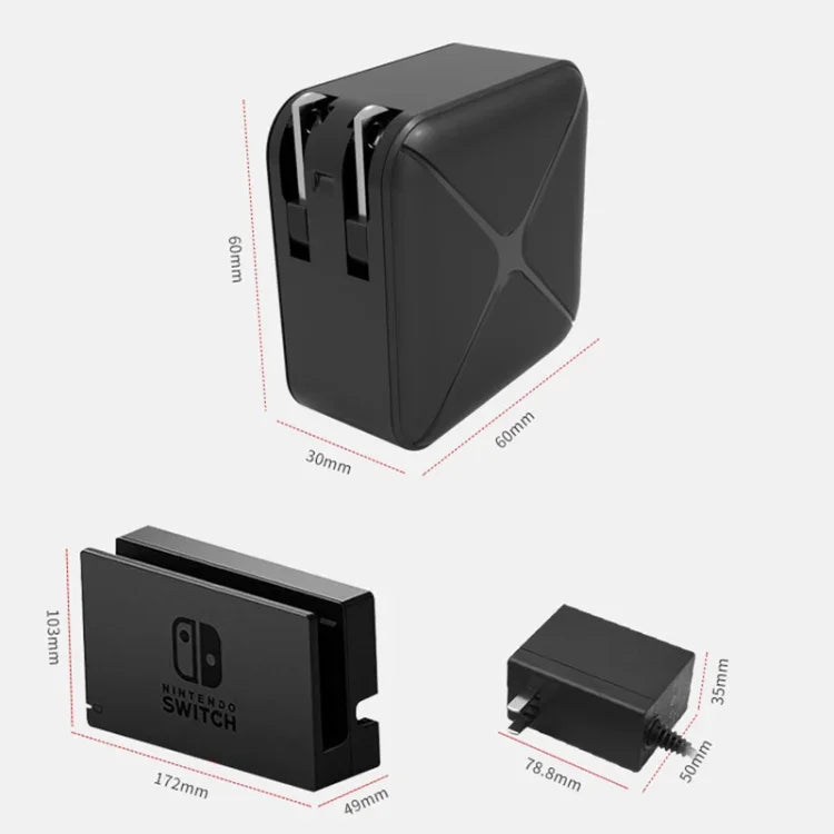 Base de Suporte para Adaptador AC Multifuncional de Projeção e Carregamento para Android/PC/Lite para Switch, Preto+Ficha US, Preto+Ficha UE, Preto+Ficha UK