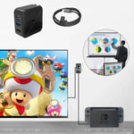 Base de Suporte para Adaptador AC Multifuncional de Projeção e Carregamento para Android/PC/Lite para Switch, Preto+Ficha US, Preto+Ficha UE, Preto+Ficha UK