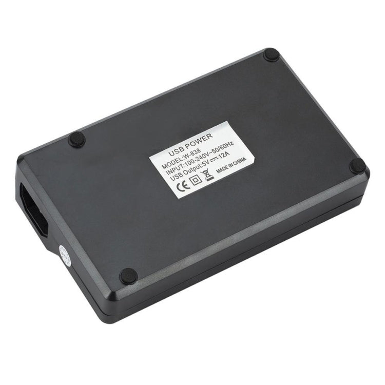 Carregador Digital Eletrónico Inteligente de Carregamento Rápido USB 100-240V, Multifuncional, Plugue US, 10 Portas, 12 Portas