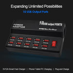 Carregador Digital Eletrónico Inteligente de Carregamento Rápido USB 100-240V, Multifuncional, Plugue US, 10 Portas, 12 Portas