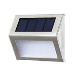 2 Peças de Lâmpada de Parede para Escadas com 3 LEDs em Aço Inoxidável Solar para Jardim Exterior, 3 LED / 2 Peças