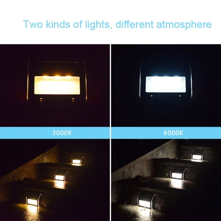 2 Peças de Lâmpada de Parede para Escadas com 3 LEDs em Aço Inoxidável Solar para Jardim Exterior, 3 LED / 2 Peças