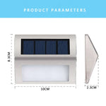 2 Peças de Lâmpada de Parede para Escadas com 3 LEDs em Aço Inoxidável Solar para Jardim Exterior, 3 LED / 2 Peças