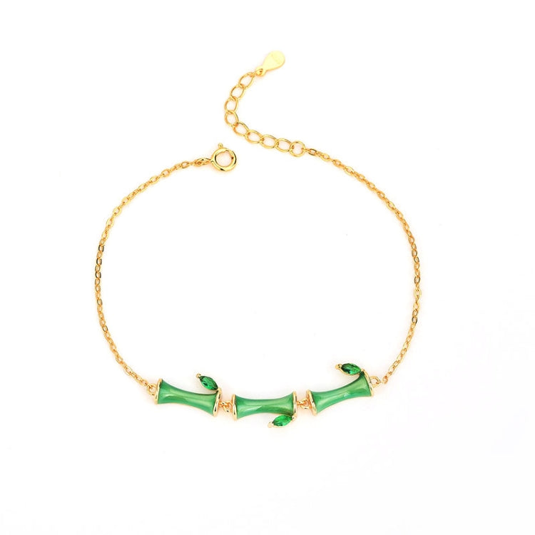 Pulseira de Bambu com Epóxi de Prata S925 e Zircão Verde Diamante