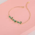 Pulseira de Bambu com Epóxi de Prata S925 e Zircão Verde Diamante